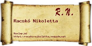Racskó Nikoletta névjegykártya
