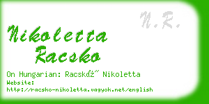 nikoletta racsko business card
